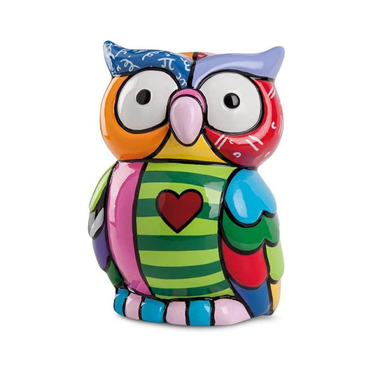 Statuetta in ceramica decorata smaltata GUFO BRITTO Egan