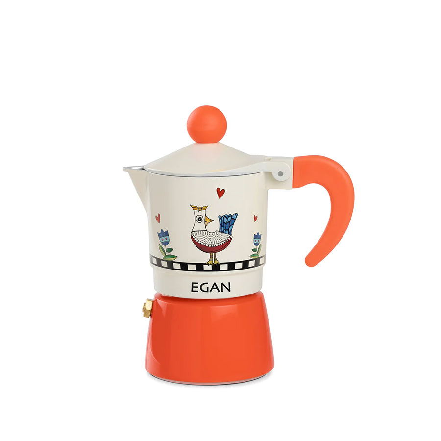 Caffettiera Moka in alluminio decorato "COCORICO'" Egan