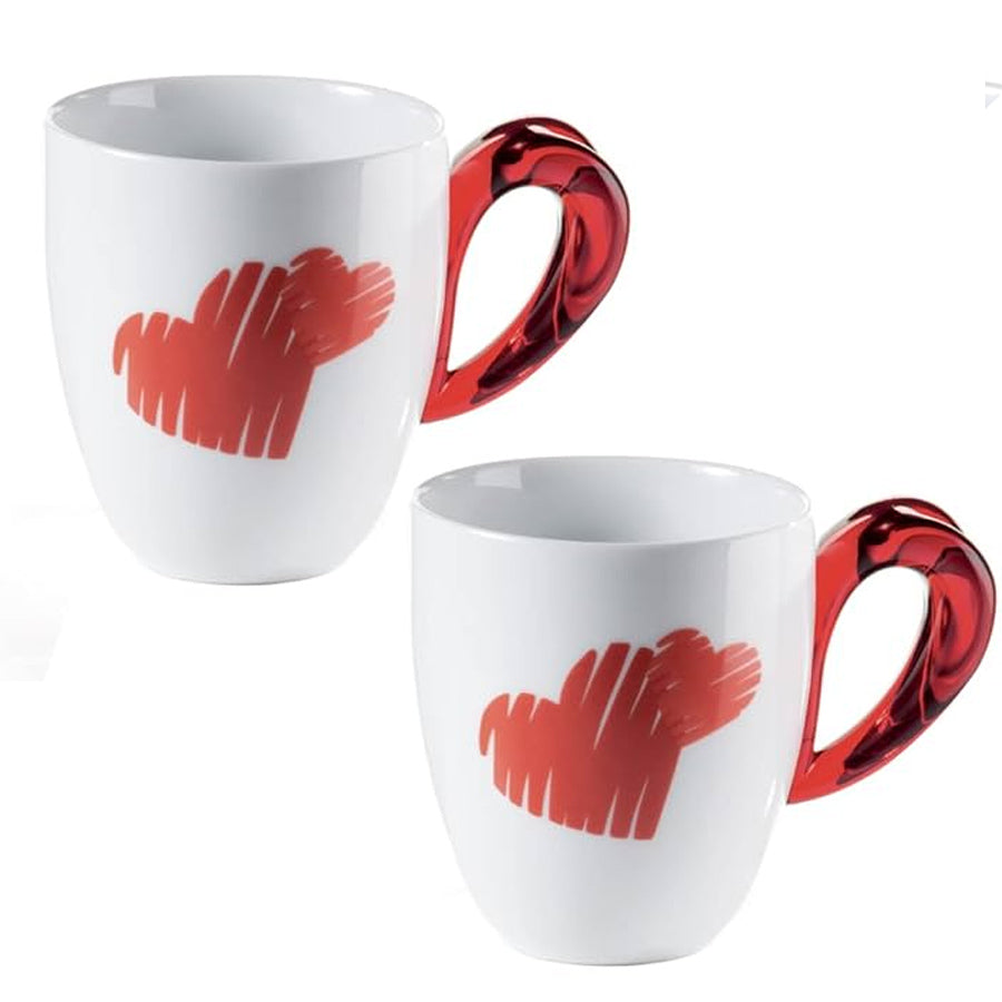 Set 2 tazze mug in porcellana decorata Guzzini LOVE