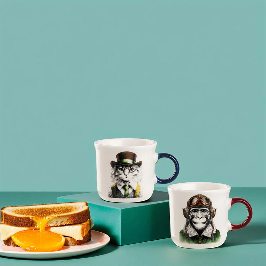 Tazza caffè in porcellana decorata Gatto HUMAN ESSENCE “INDIPENDENCE" Egan
