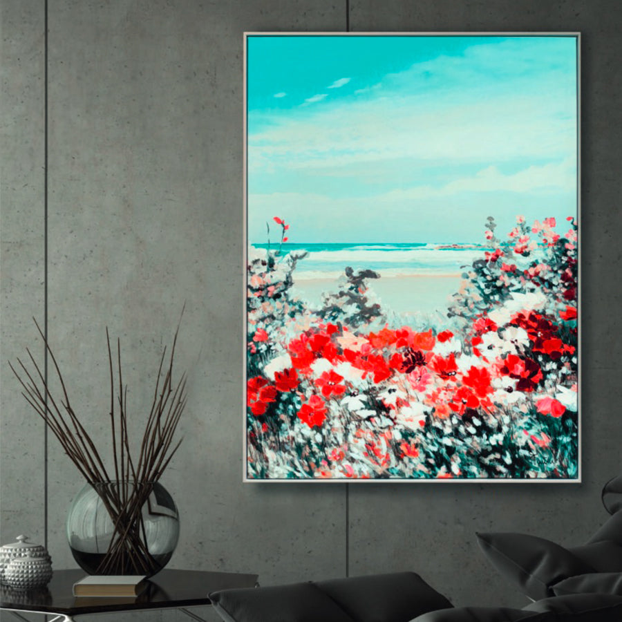 Quadro in tela con cornice in legno FIORI E MARE Fantin Argenti