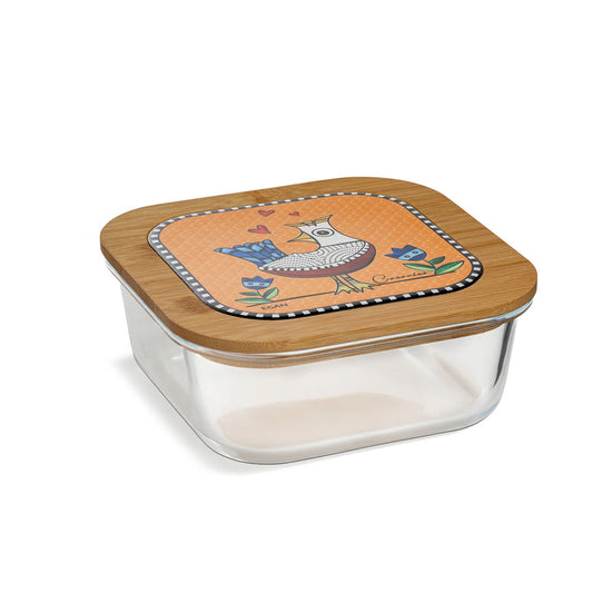 Contenitore in vetro, bamboo e ceramica arancio "COCORICO'" Egan