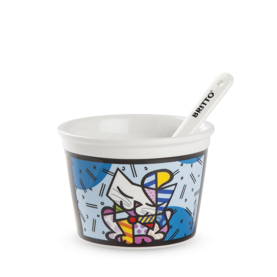 Coppetta Gelato con cucchiaino in porcellana decorata BRITTO ICON Egan