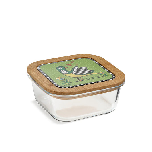 Contenitore in vetro, bamboo e ceramica verde "COCORICO'" Egan