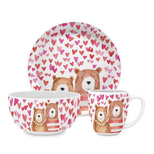 Set di Stoviglie per Bambini 3pz in porcellana decorata “LOVE BEARS” PPD