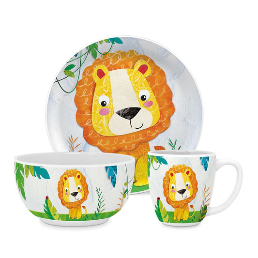 Set di Stoviglie per Bambini 3pz in porcellana decorata “HAPPY LION” PPD