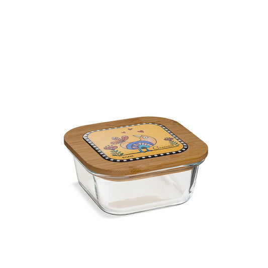 Contenitore in vetro, bamboo e ceramica giallo "COCORICO'" Egan