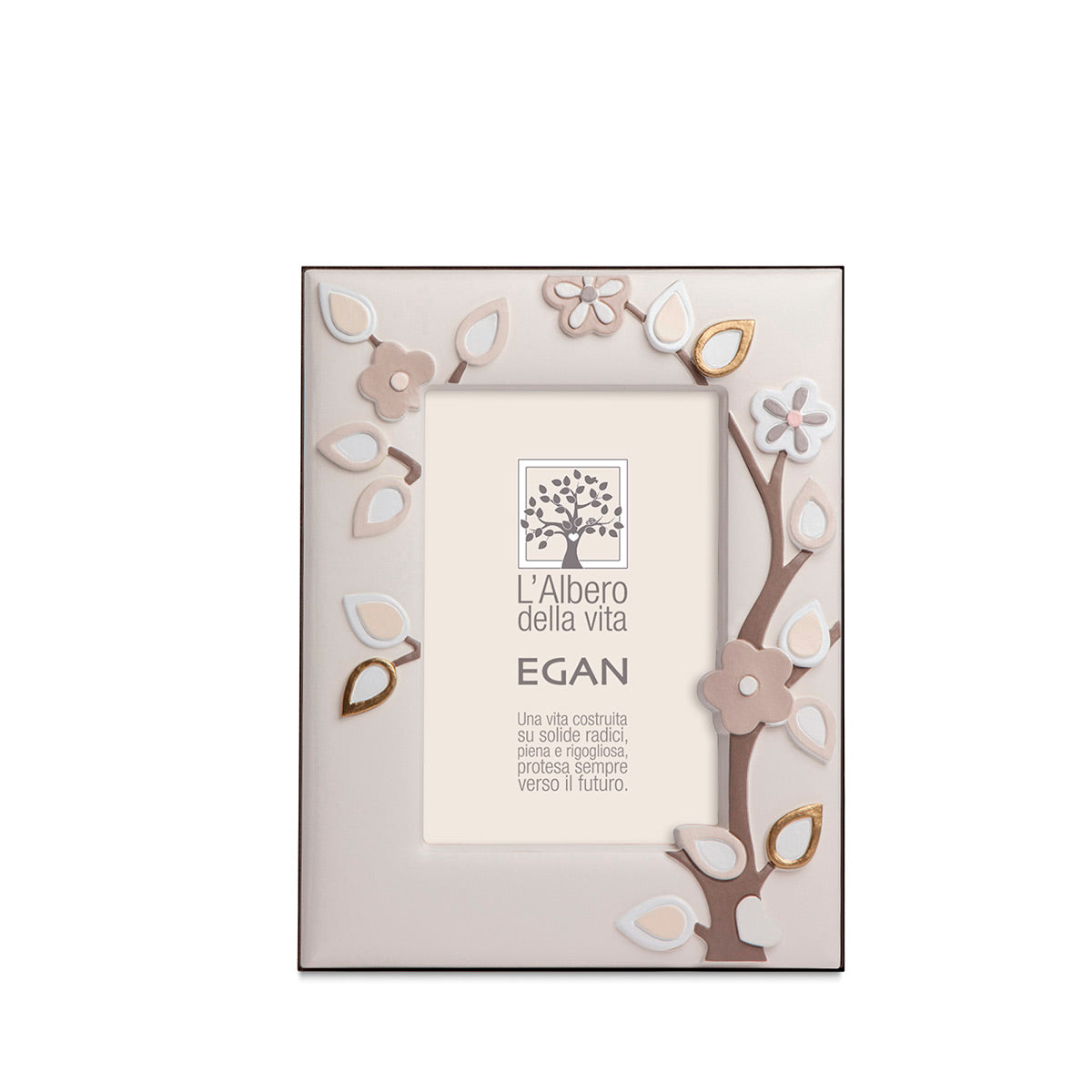 Portafoto in ceramica decorata satinata e retro legno ALBERO DELLA VITA Egan
