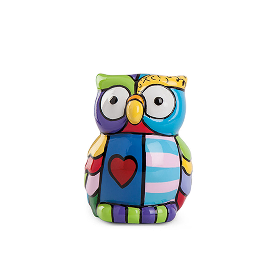 Statuetta in ceramica decorata smaltata GUFO BRITTO Egan