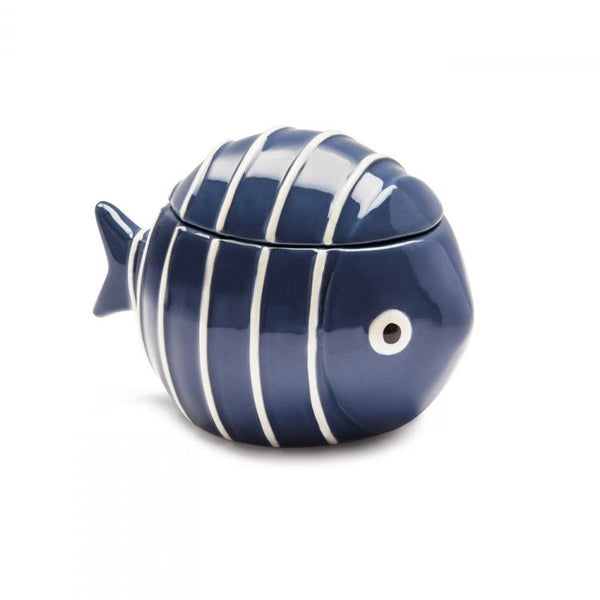 Contenitore con coperchio in ceramica decorata Egan ACQUA DI MARE