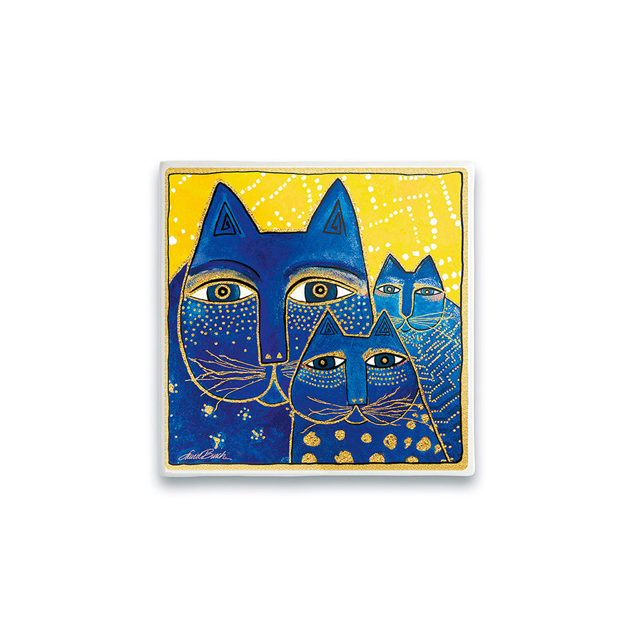 Formella quadrata in ceramica decorata LAUREL BURCH FANTASTIC FELINES Egan