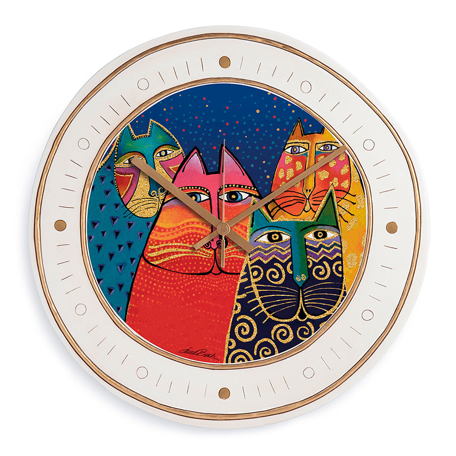 Orologio in ceramica decorata LAUREL BURCH FANTASTIC FELINES Egan