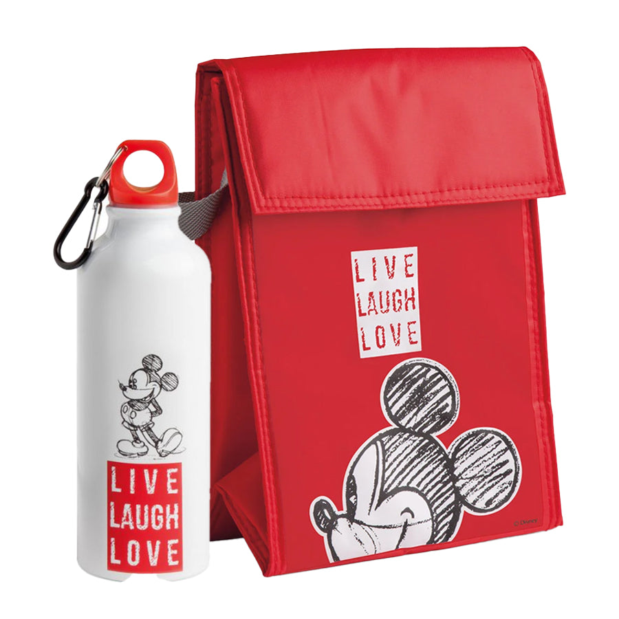 Set borsa termica in poliestere e bottiglia in alluminio decorate LIVE LAUGH LOVE Egan