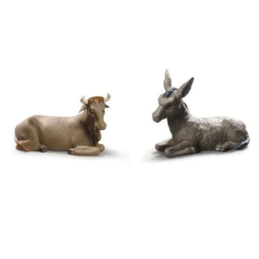 Sculture in porcellana spagnola "BUE E ASINELLO" Nao by Lladrò