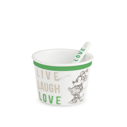 Coppetta gelato con cucchiaino in porcellana decorata LIVE LAUGH LOVE Egan