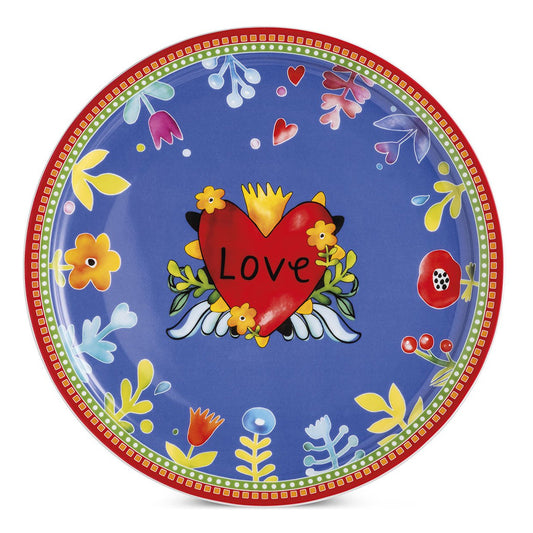 Piatto Torta in porcellana decorata "LOVE" Egan