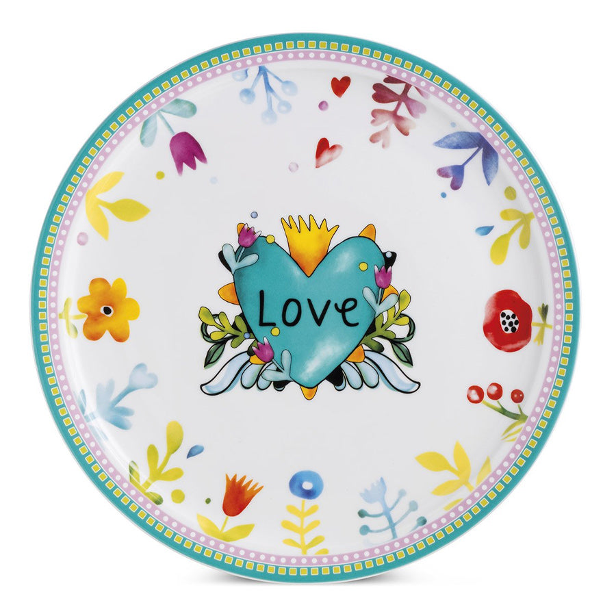 Piatto Torta in porcellana decorata "LOVE" Egan