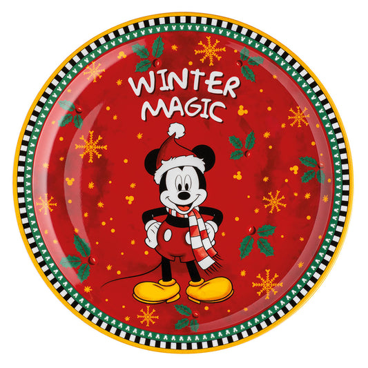 Piatto panettone in porcellana decorata Mickey Mouse DISNEY WINTER MAGIC Egan