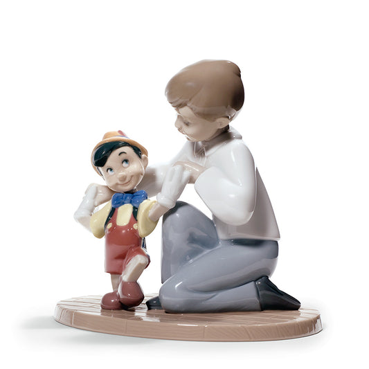 Scultura in porcellana spagnola "PRIMI PASSI DI PINOCCHIO" NAO by Lladró