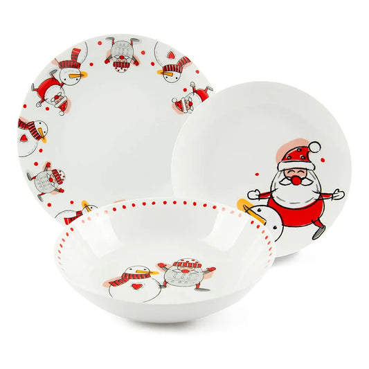 Servizio Piatti 18pz in porcellana decorata “SNOWMAN” Excelsa