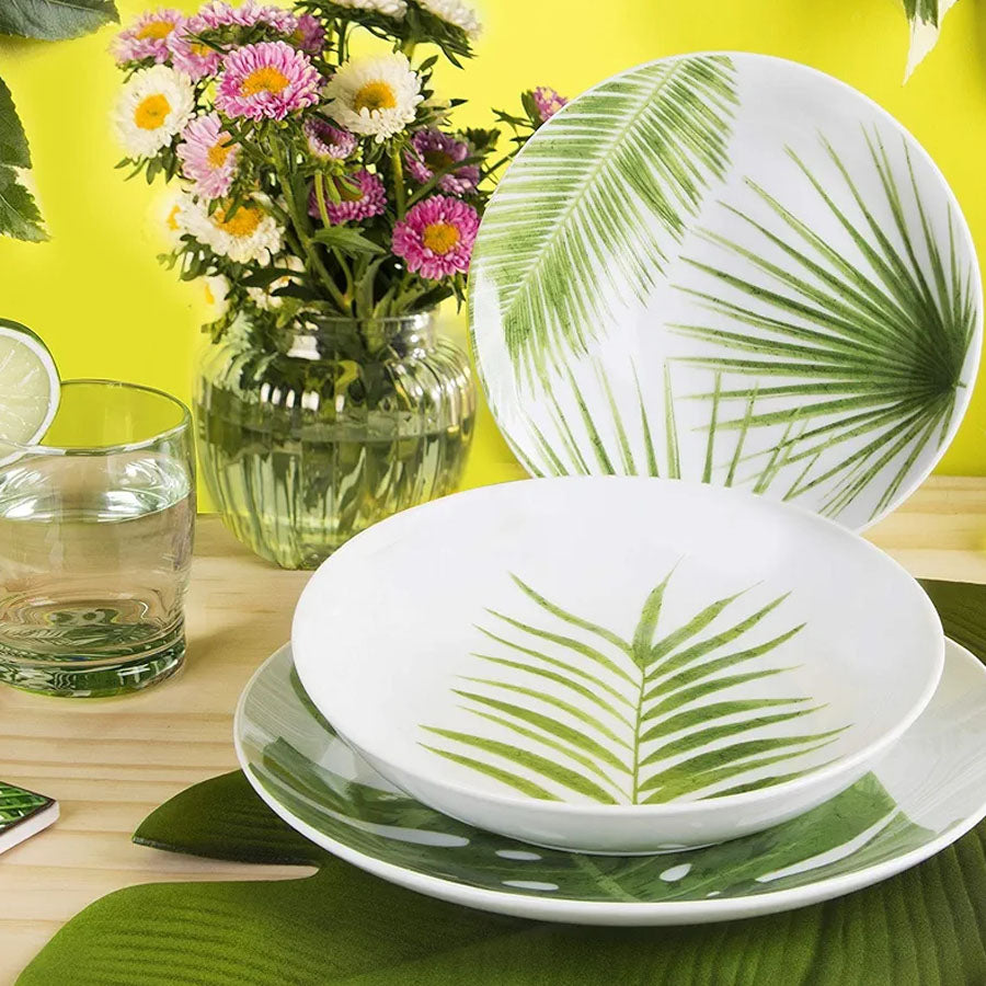 Servizio Piatti 18pz in porcellana decorata "FOLIAGE" Excelsa