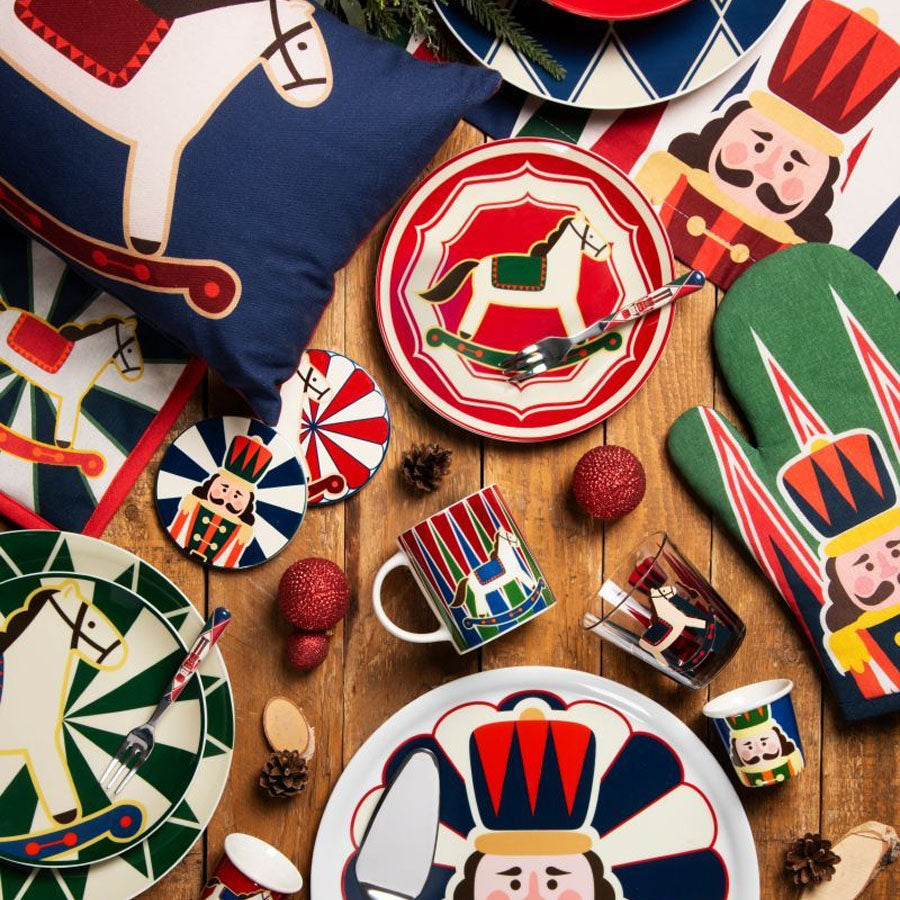Set 6 Sottobicchieri in ceramica decorata "VINTAGE CHRISTMAS" Excelsa