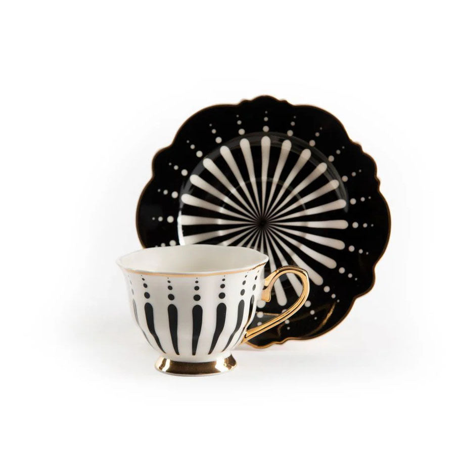 Set 6 Tazzine da Caffè con Piattini in porcellana decorata "ALICE" Excelsa