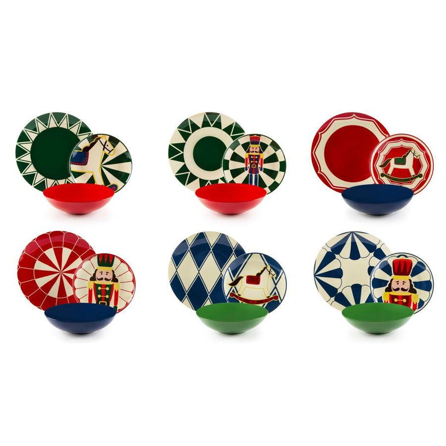 Servizio Piatti 18pz in porcellana decorata "VINTAGE CHRISTMAS" Excelsa