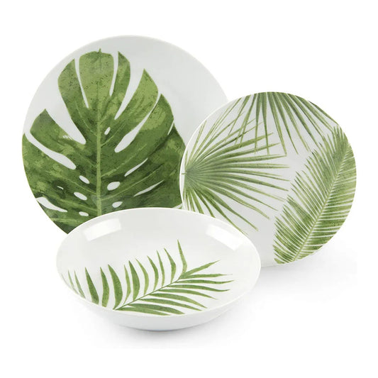 Servizio Piatti 18pz in porcellana decorata "FOLIAGE" Excelsa
