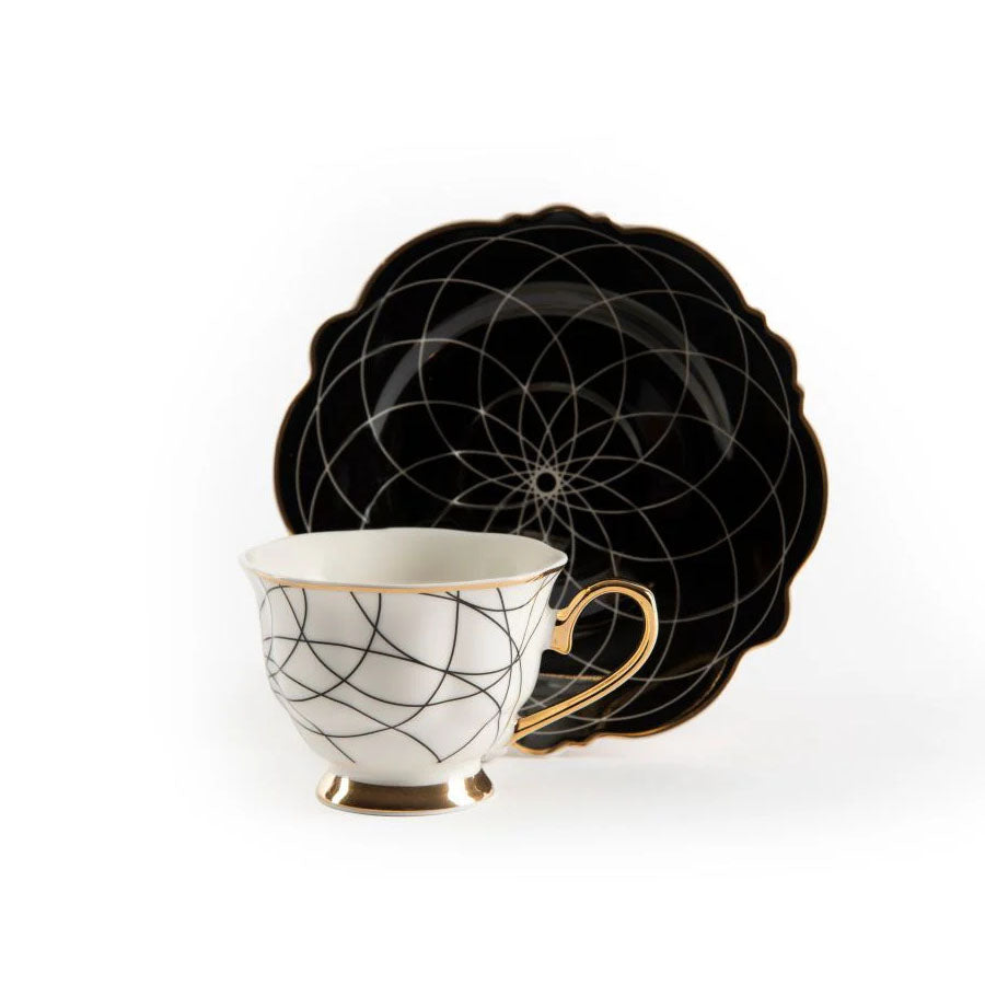 Set 6 Tazzine da Caffè con Piattini in porcellana decorata "ALICE" Excelsa