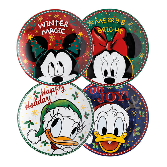 Set 4 Piattini Dessert in porcellana decorata WINTER MAGIC Disney Egan