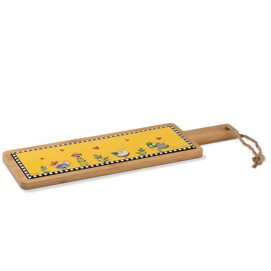 Tagliere in ceramica decorata e bamboo "COCORICO'" Egan