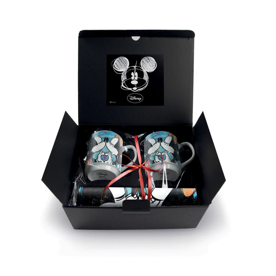 Set 2 Tazze Mug impilabili in porcellana decorata con tovagliette in polipropilene DISNEY "LOVE SWEET LOVE" Egan
