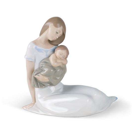 Scultura in porcellana spagnola "LUCE DEI MIEI GIORNI CON BIMBO" Nao by Lladrò