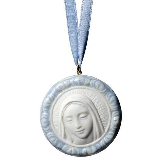 Medaglione in porcellana spagnola "VERGINE PROTETTIVA AZZURRA" Nao By Lladrò
