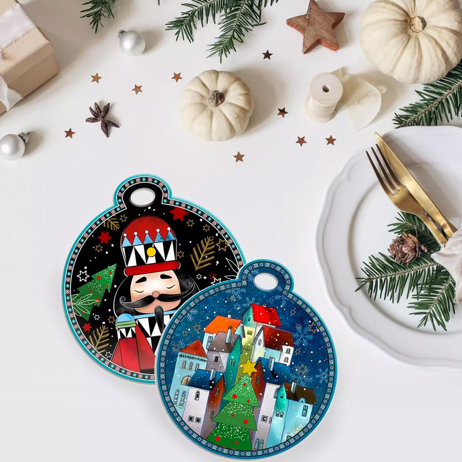 Set Sottopentola e Poggiamestolo in ceramica decorata smaltata Egan NATALE