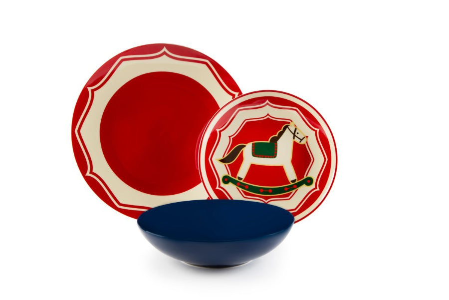 Servizio Piatti 18pz in porcellana decorata "VINTAGE CHRISTMAS" Excelsa