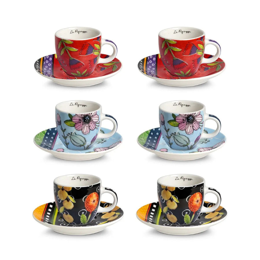 Set 6 tazzine da caffè con piattino Le Pupazze 100 ml Egan