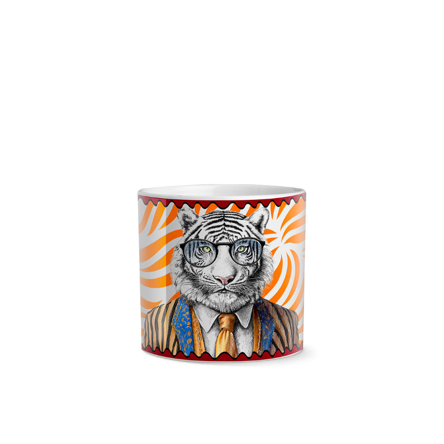 Vaso Cachepot in porcellana decorata Tigre COURAGE "HUMAN ESSENCE" Egan