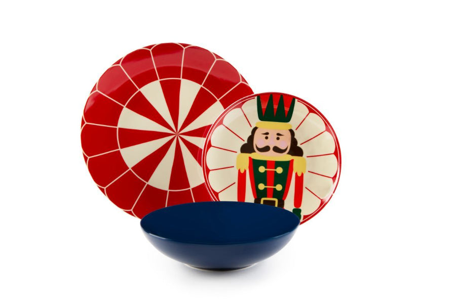 Servizio Piatti 18pz in porcellana decorata "VINTAGE CHRISTMAS" Excelsa