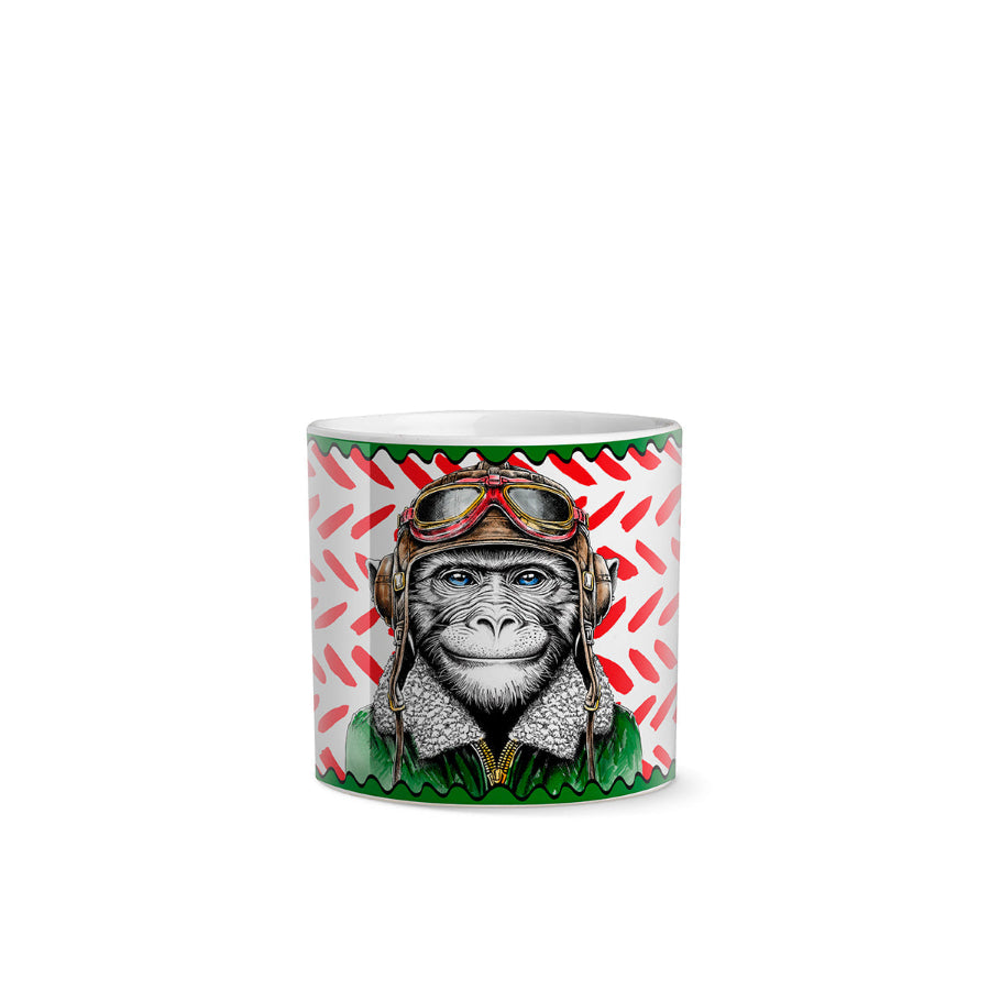 Vaso Cachepot in porcellana decorata Scimmia BOLDNESS "HUMAN ESSENCE" Egan