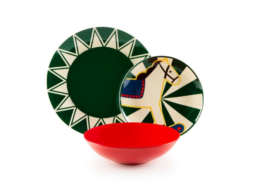 Servizio Piatti 18pz in porcellana decorata "VINTAGE CHRISTMAS" Excelsa
