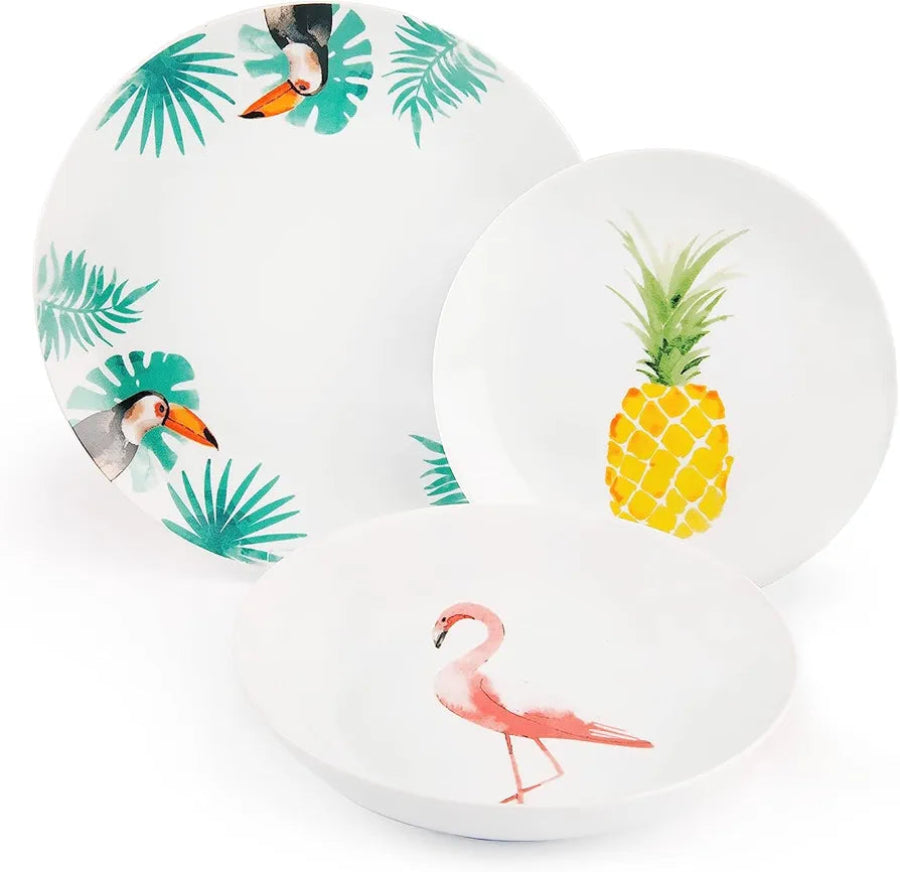Servizio Piatti 18 pz in porcellana decorata "TROPICAL" Excelsa