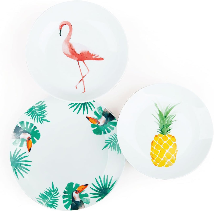 Servizio Piatti 18 pz in porcellana decorata "TROPICAL" Excelsa