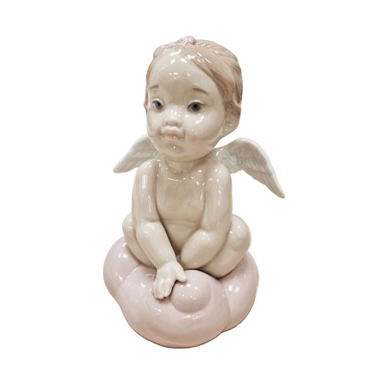 Scultura in porcellana spagnola "ANGIOLETTO SULLA NUVOLA ROSA" NAO by Lladrò