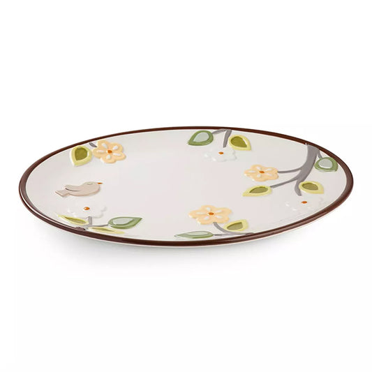 Vassoio ovale in ceramica decorata smaltata ALBERO DELLA VITA Egan