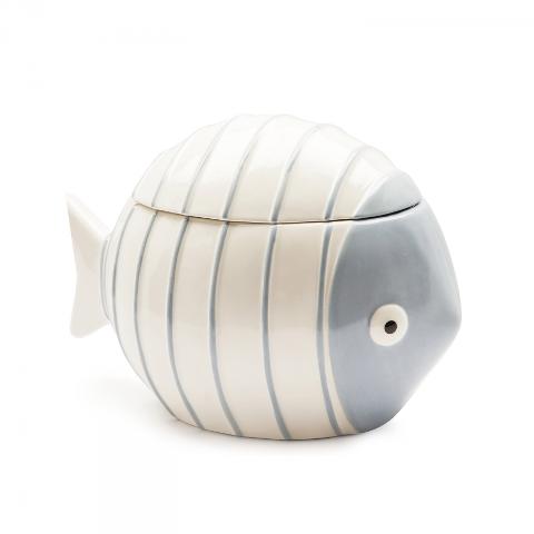 Biscottiera con coperchio in ceramica decorata Egan ACQUA DI MARE