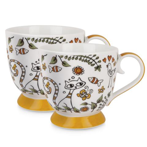 Set 2 tazze colazione in porcellana decorata Egan TEA FOR TWO