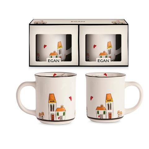 Set 2 tazze mug in porcellana decorata LE CASETTE Egan